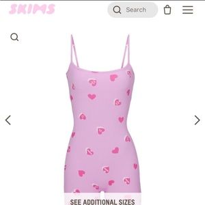 SKIMS Pink Heart Print Bodysuit